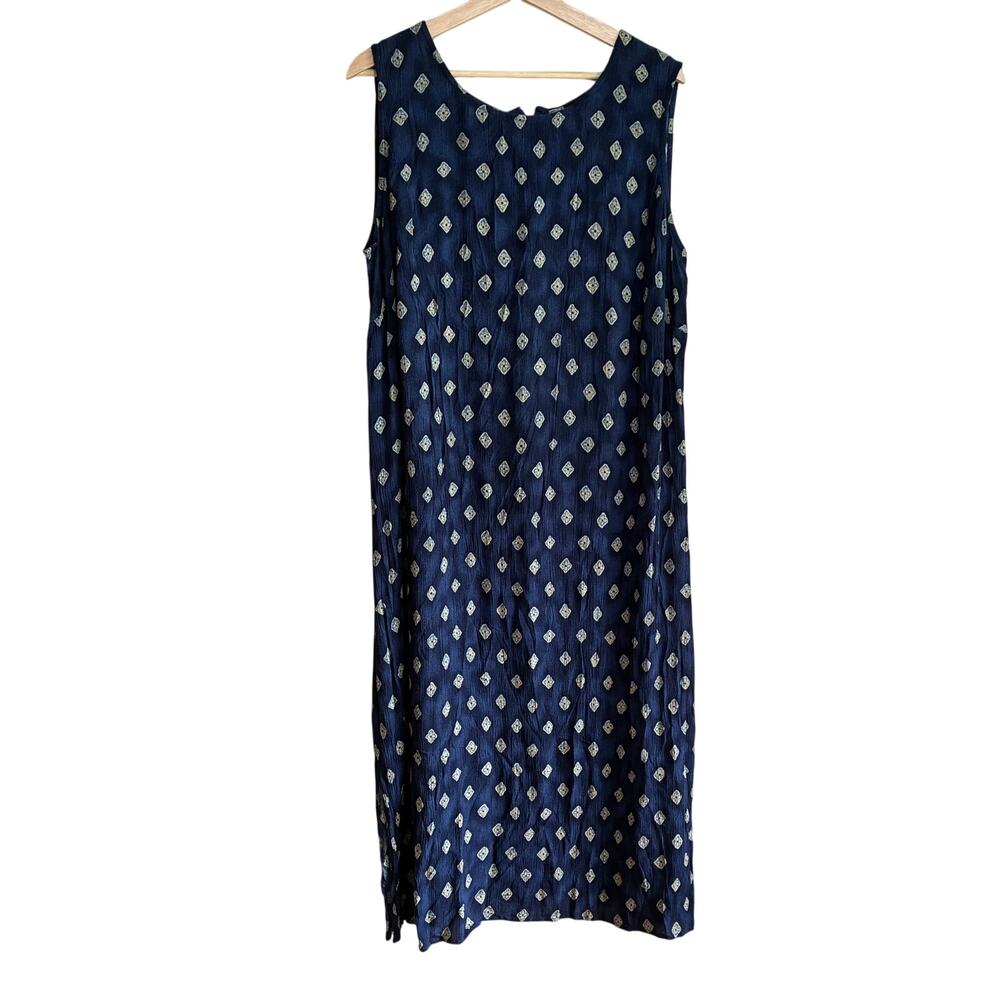 Sheri Martin new york maxi rayon dress sleeveless women's size 22 navy patterned